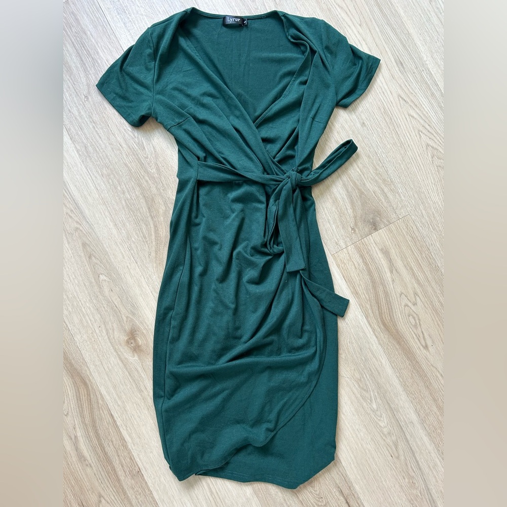 Lyrur Forest Green Midi Wrap Dress